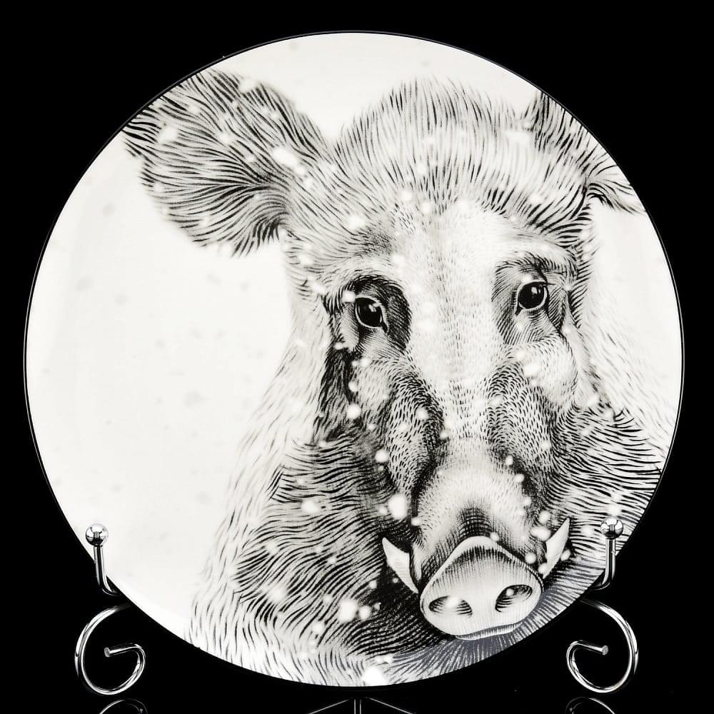 Декоративная тарелка «Тотем. Кабан 2» Форма «Эллипс-2» ИФЗ - интернет магазин Русь Велика я 