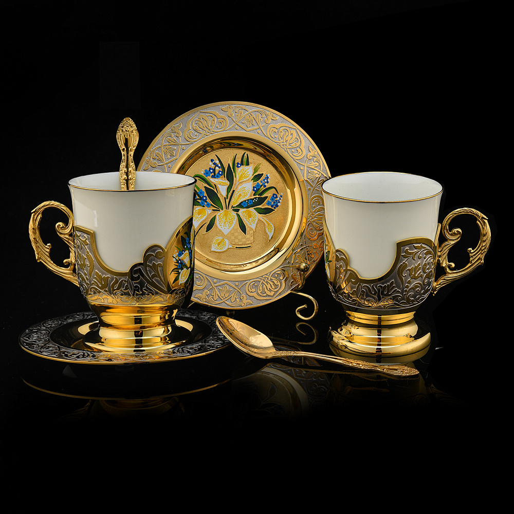 Чайный набор на 2 персоны. Златоуст - интернет магазин Русь Велика я 