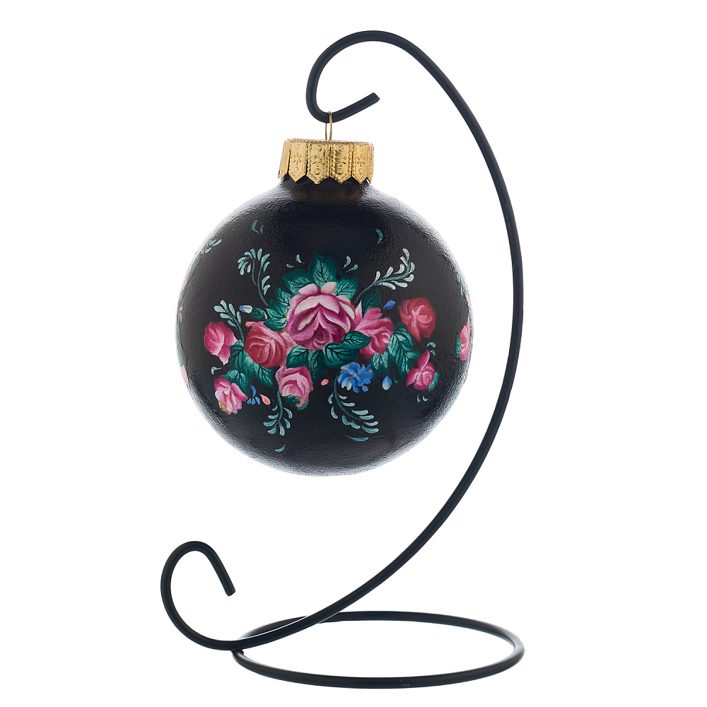 Елочный шар с ручной росписью «Жостово Цветы» - интернет магазин Русь Велика я фото 1