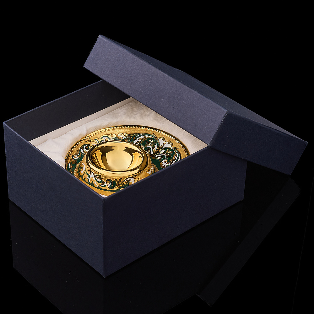 Подставка под яйцо с позолотой и эмалью. Златоуст - интернет магазин Русь Велика я фото 4