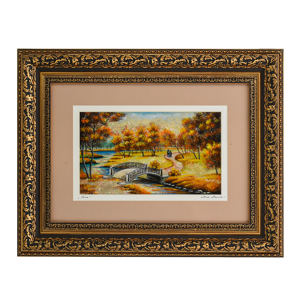 Картина на перламутре «Осень. Мостик» 45х35 - интернет магазин Русь Велика я 