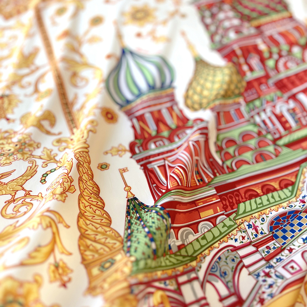 Платок шелковый «Собор Василия Блаженного» 90х90 см - интернет магазин Русь Велика я фото 2