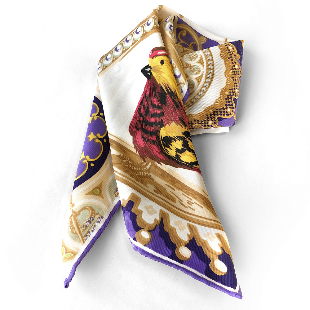 Платок шелковый «Фаберже. яйцо-часы Петушок» 65х65 см - интернет магазин Русь Велика я фото 3