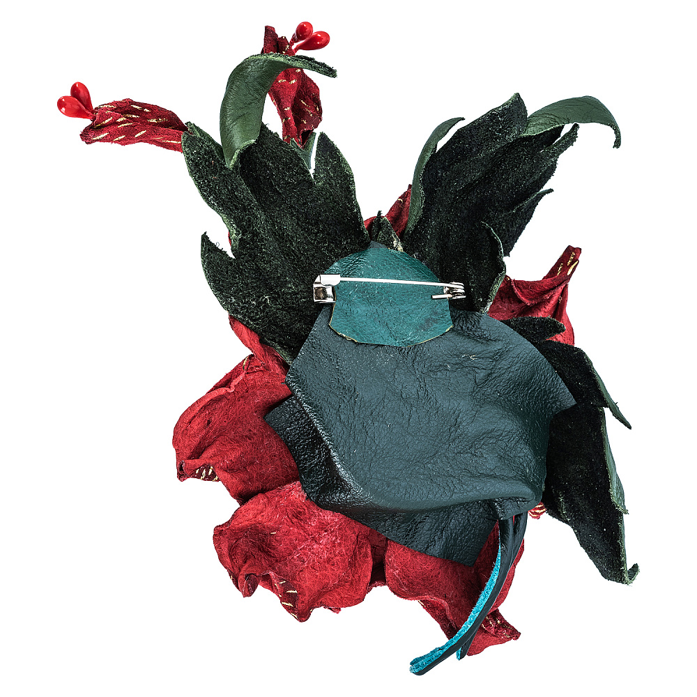 Брошь из натуральной кожи «Цветок» - интернет магазин Русь Велика я фото 3