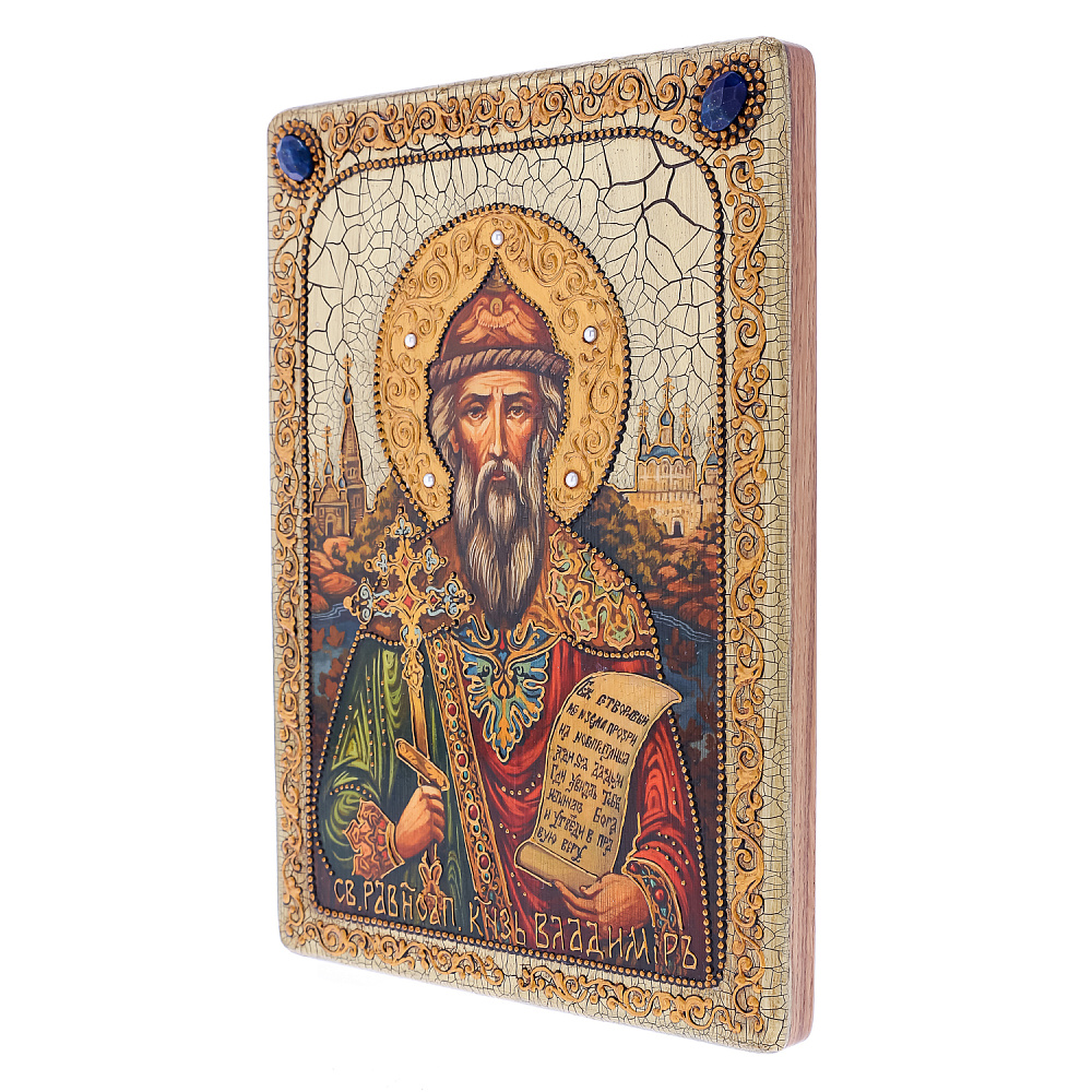 Икона из мореного дуба «Святой князь Владимир» 21х29 см - интернет магазин Русь Велика я фото 3