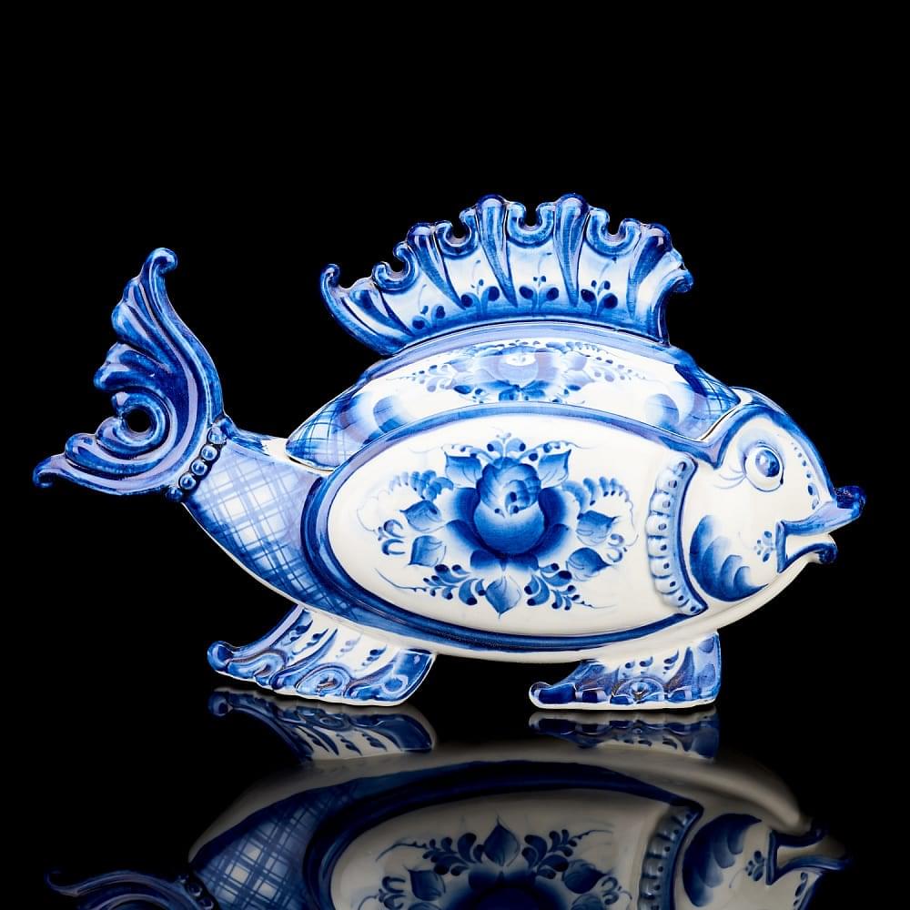 Шкатулка «Царь-Рыба» Гжель - интернет магазин Русь Велика я фото 2