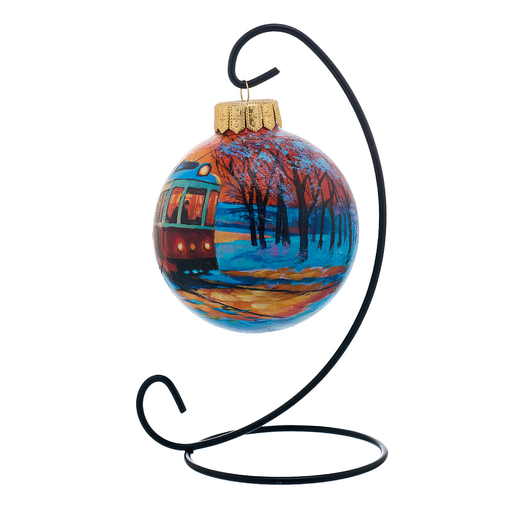 Елочный шар с ручной росписью «Трамвай» - интернет магазин Русь Велика я фото 1