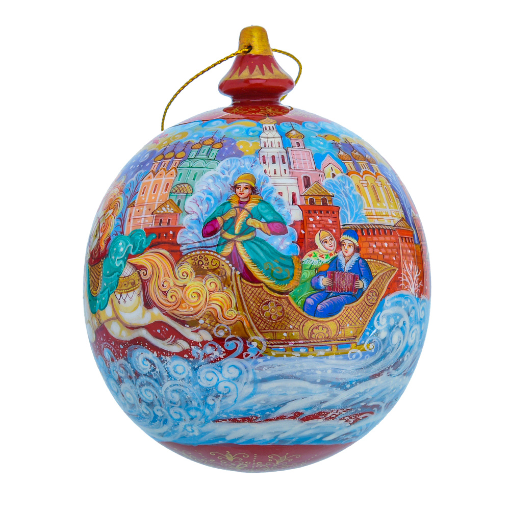 Елочный шар с росписью «Тройка» - интернет магазин Русь Велика я фото 2