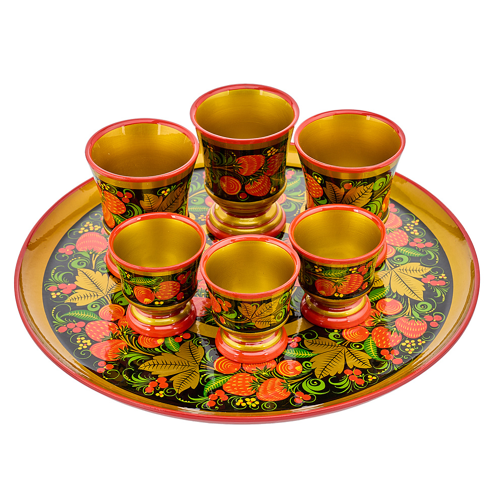 Набор для вина на 6 персон. Хохлома - интернет магазин Русь Велика я фото 1