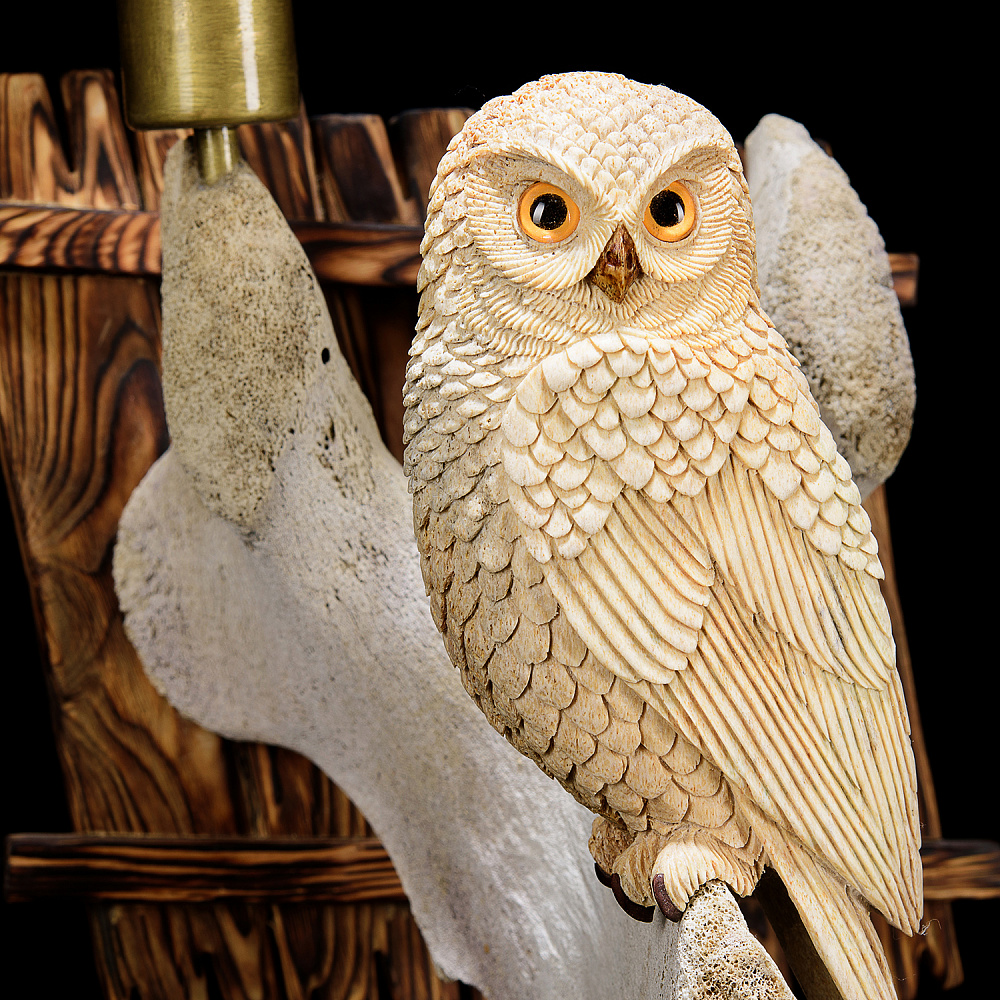 Светильник из кости кита «Сова» - интернет магазин Русь Велика я фото 4