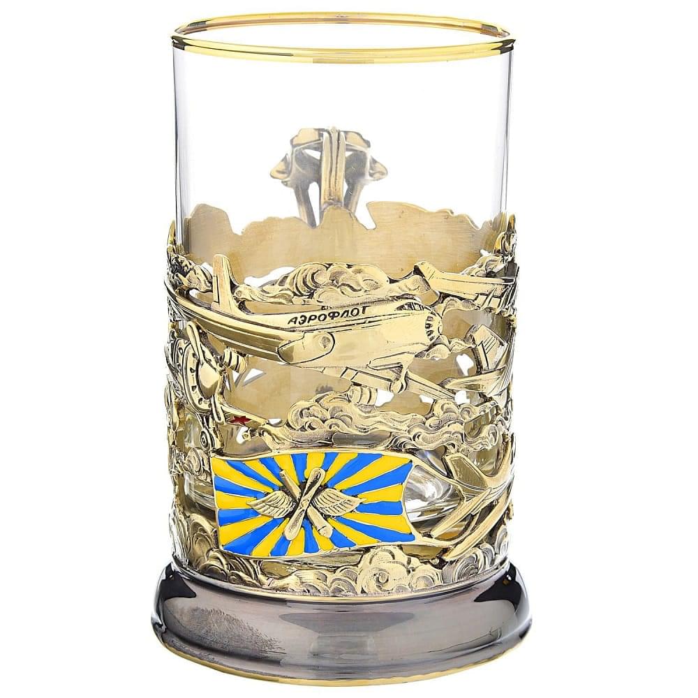 Подстаканник литой «Авиация» с эмалью - интернет магазин Русь Велика я 