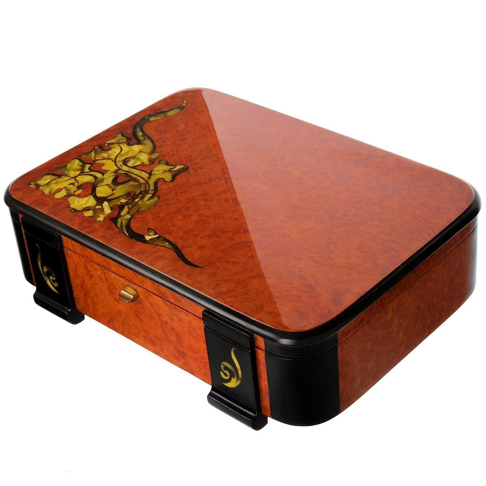 Деревянная шкатулка с янтарем на замке «Донна» - интернет магазин Русь Велика я 