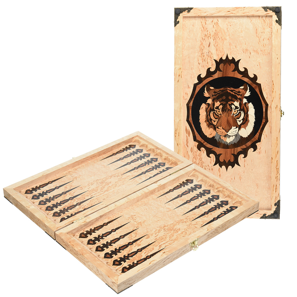 Деревянные дорожные нарды «Тигр». Карельская береза - интернет магазин Русь Велика я 