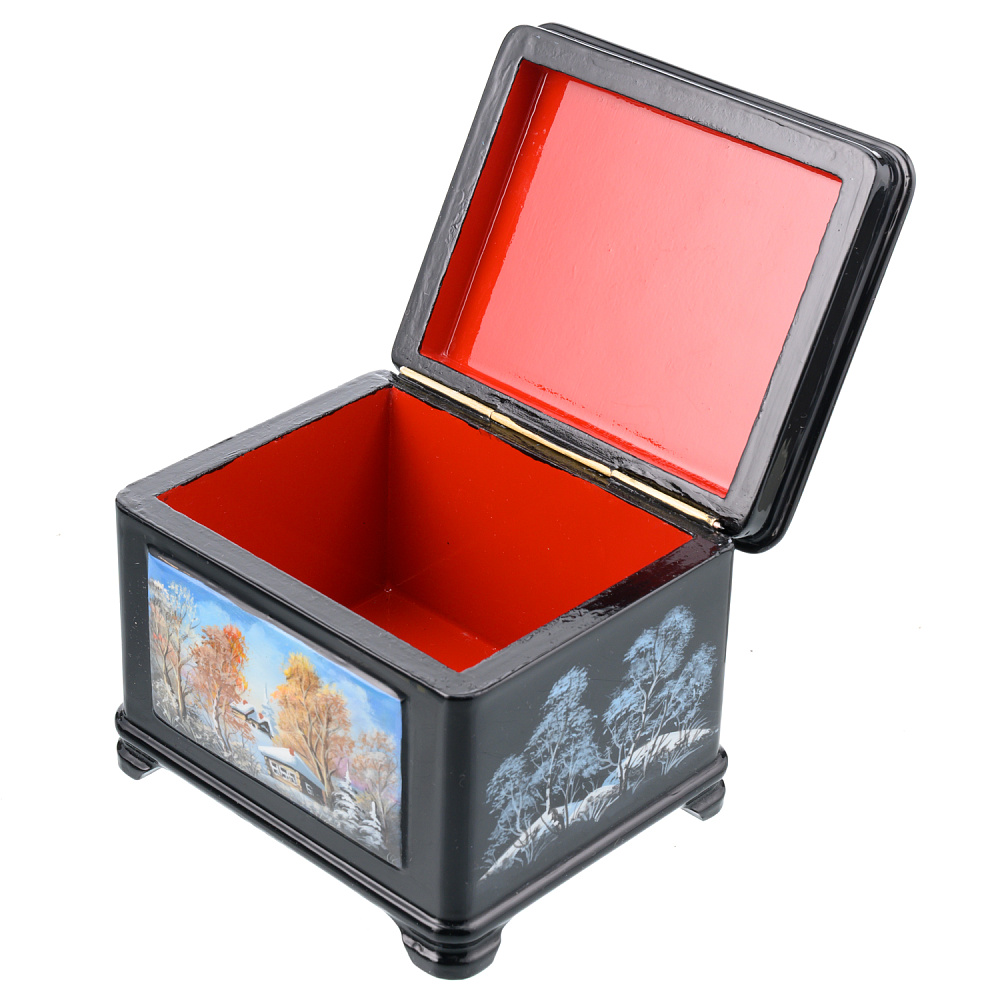 Шкатулка с художественной росписью «Зима в деревне» - интернет магазин Русь Велика я фото 3