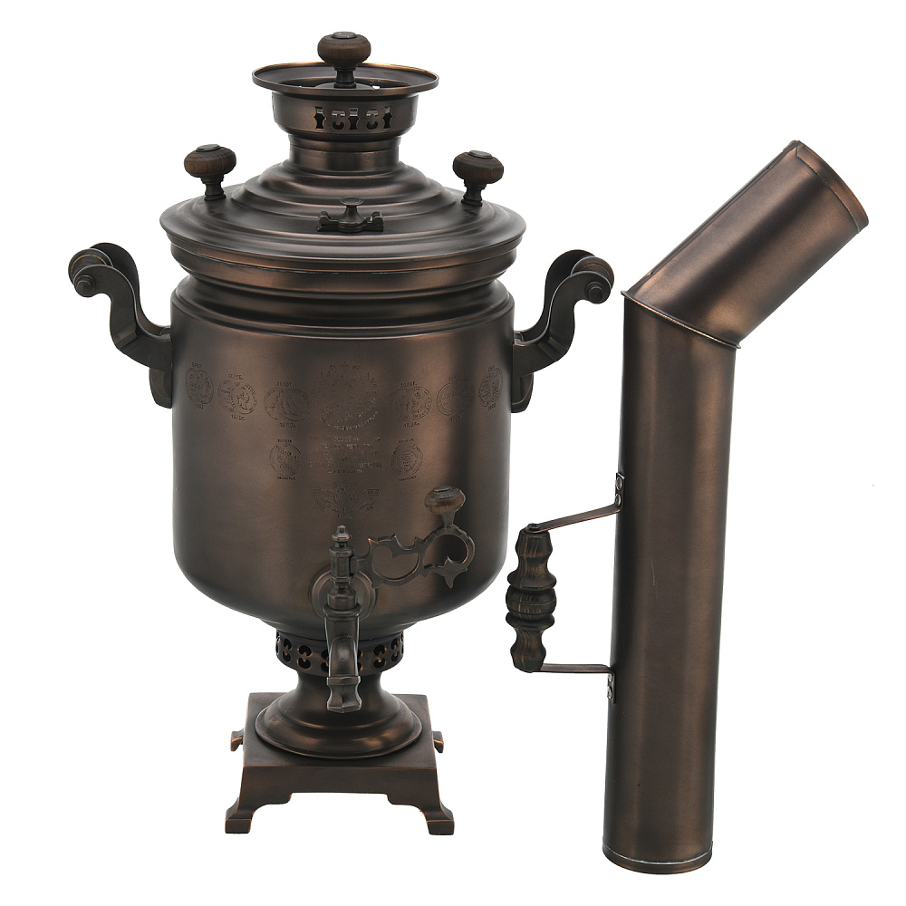 Самовар 7 л жаровой с бурой патиной - интернет магазин Русь Велика я 