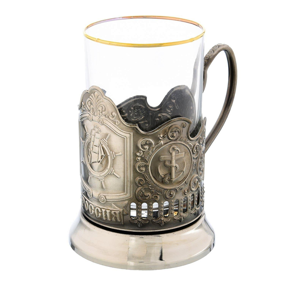 Подстаканник никелированный «Штурвал. Моряк» - интернет магазин Русь Велика я фото 2