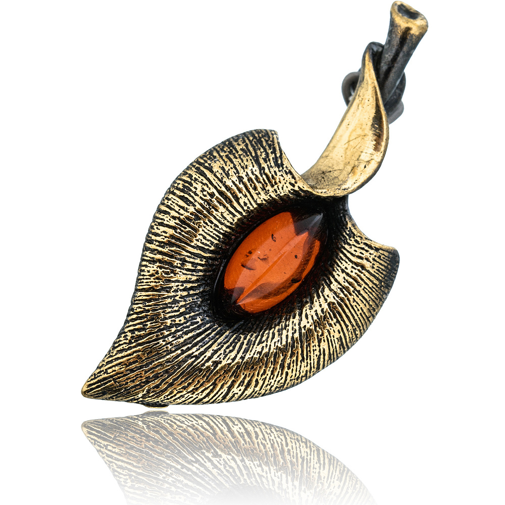 Брошь с янтарной вставкой «Женское счастье» - интернет магазин Русь Велика я 