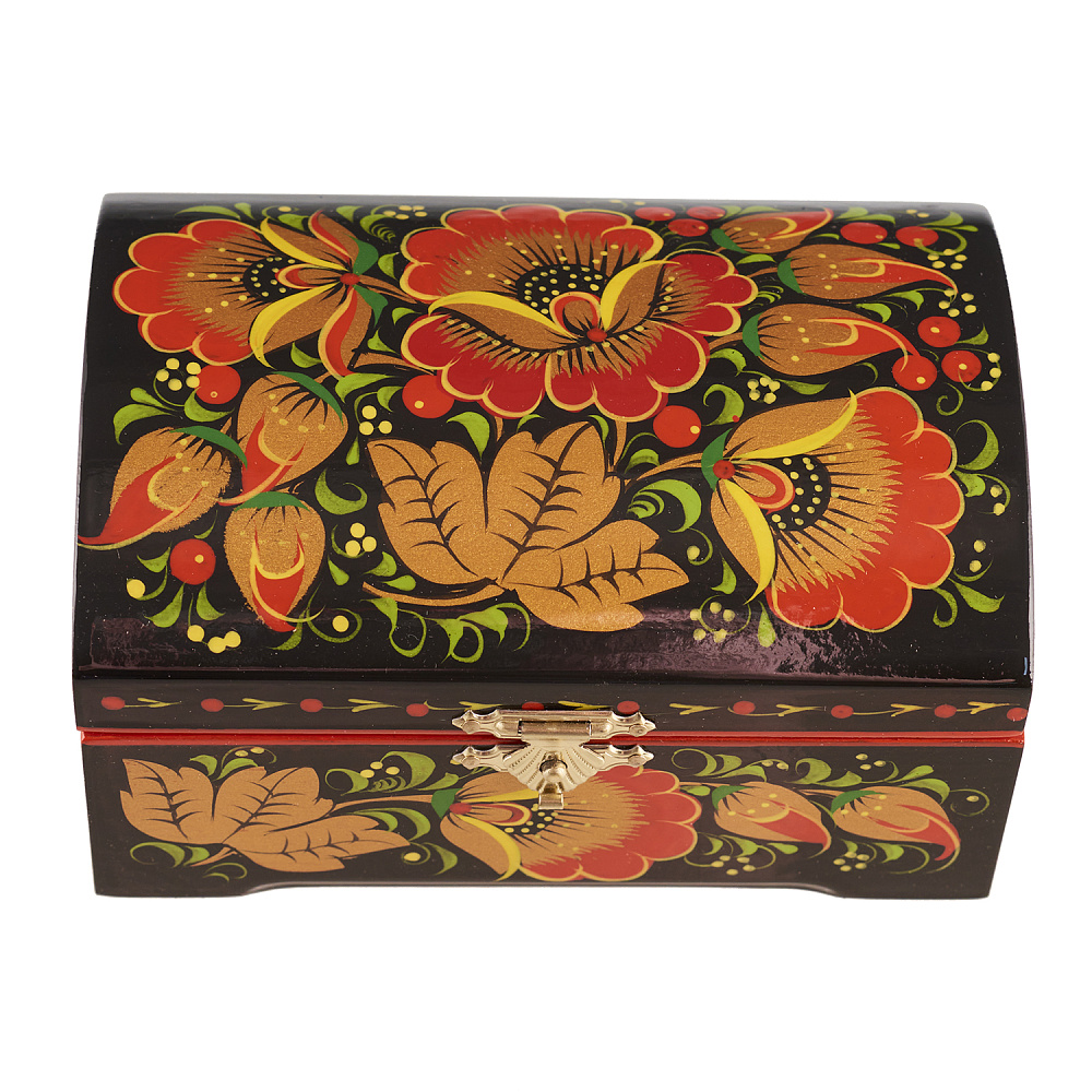Шкатулка-сундучок «Цветы». Хохлома - интернет магазин Русь Велика я 