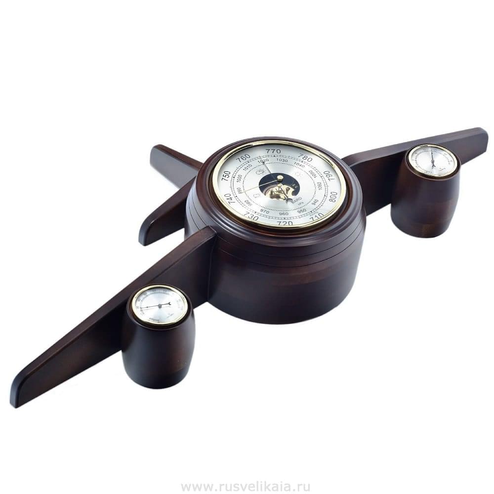 Метеостанция «Самолет» настенная с барометром, термометром и гигрометром - интернет магазин Русь Велика я фото 1