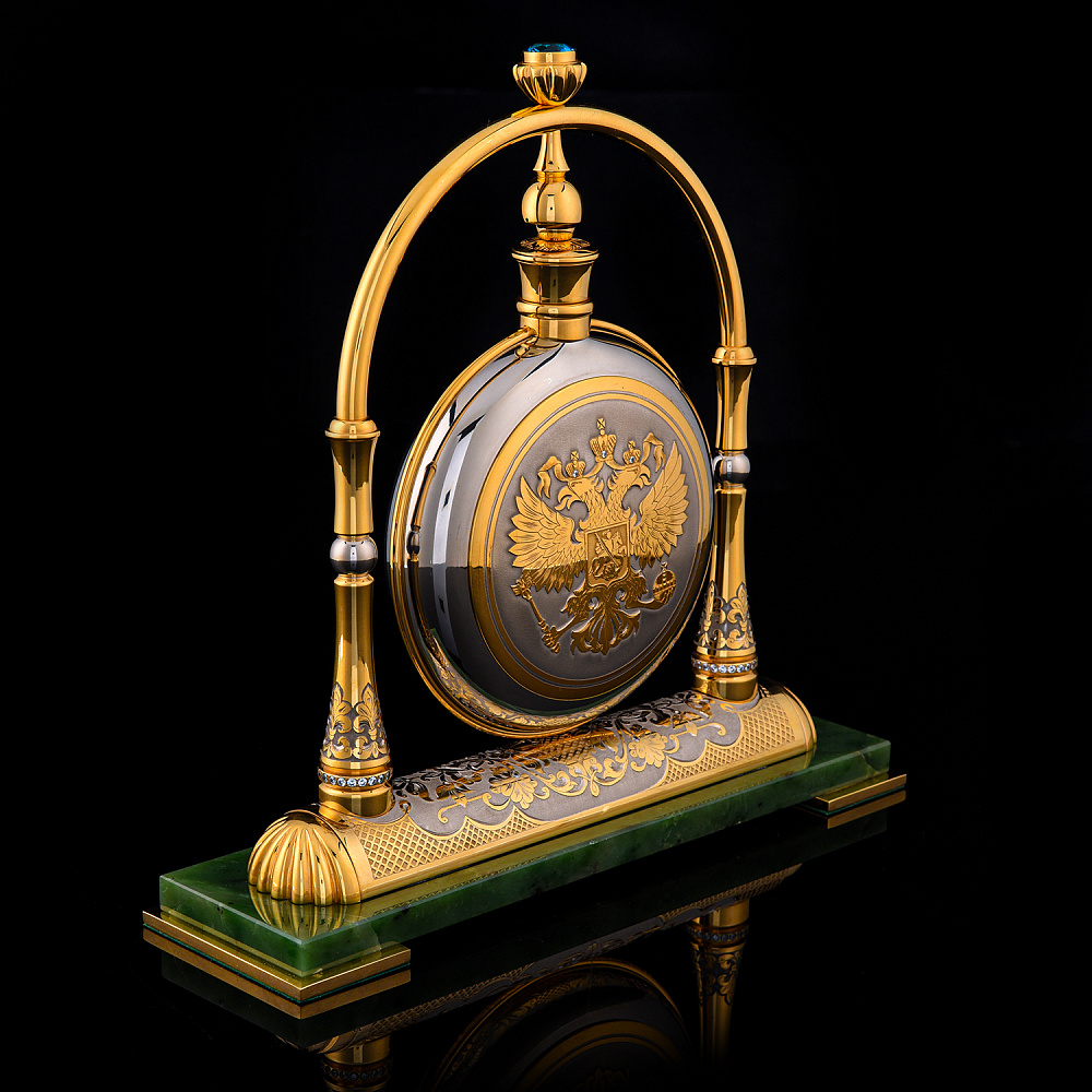 Настольные часы-фляга с нефритом. Златоуст - интернет магазин Русь Велика я фото 5
