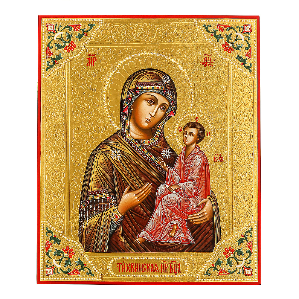 Икона на сусальном золоте «Божья Матерь Тихвинская» 20 х 24 см - интернет магазин Русь Велика я 