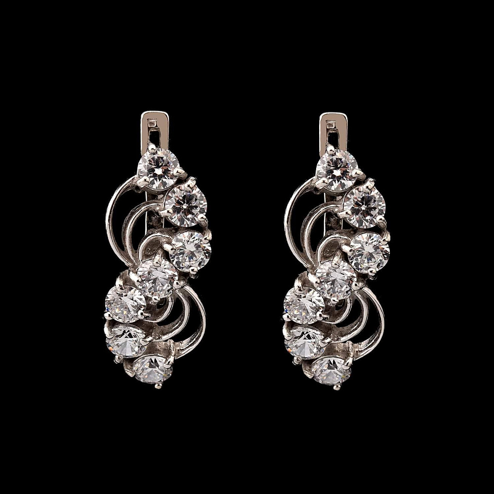 Серьги с фианитовыми вставками 6,95 гр. Серебро 925* - интернет магазин Русь Велика я 