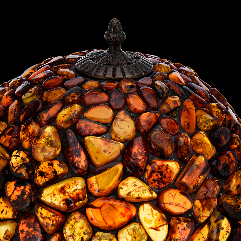 Настольная лампа из янтаря и бронзы. Высота 53 см - интернет магазин Русь Велика я фото 4