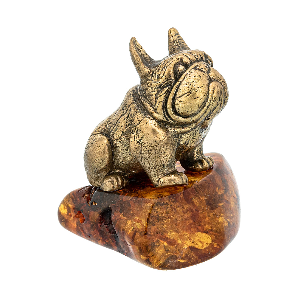 Статуэтка с янтарем «Собака французский бульдог» - интернет магазин Русь Велика я фото 4