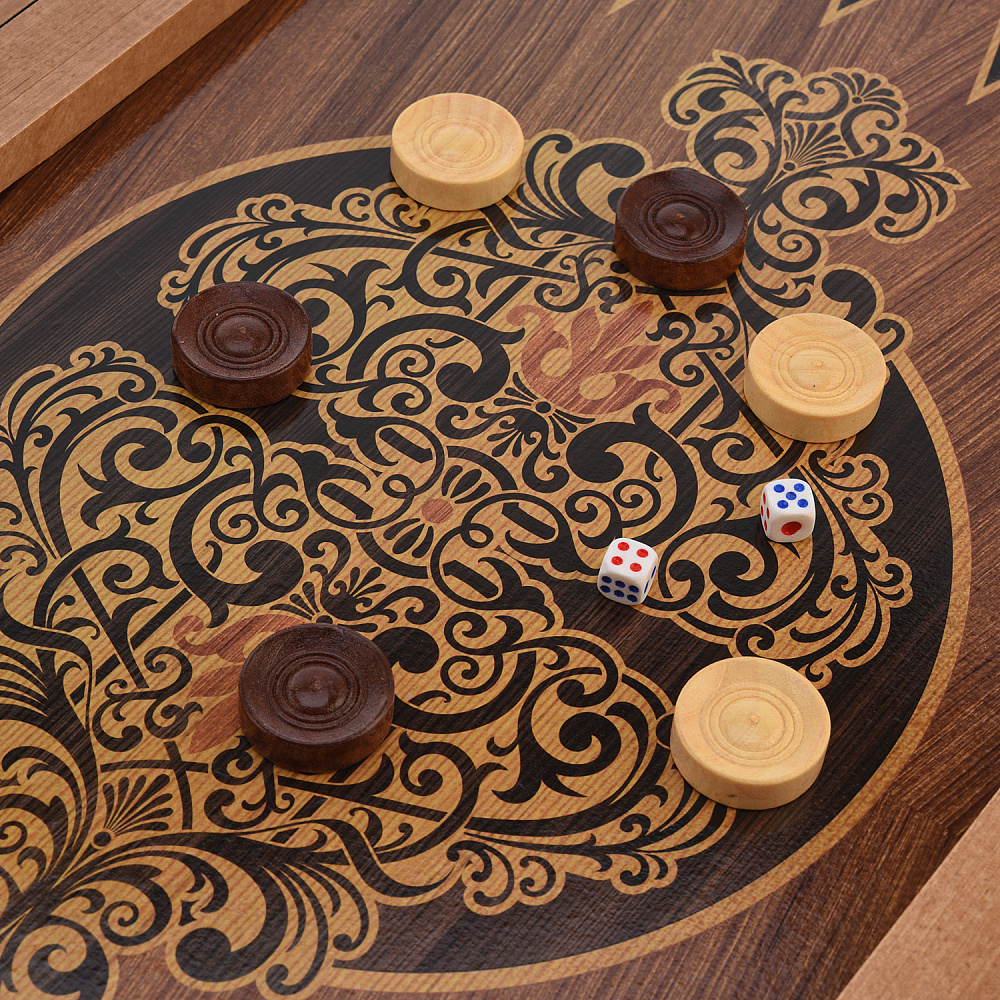 Деревянные нарды с кожаной вставкой «Кроко» 60х30 см - интернет магазин Русь Велика я фото 5