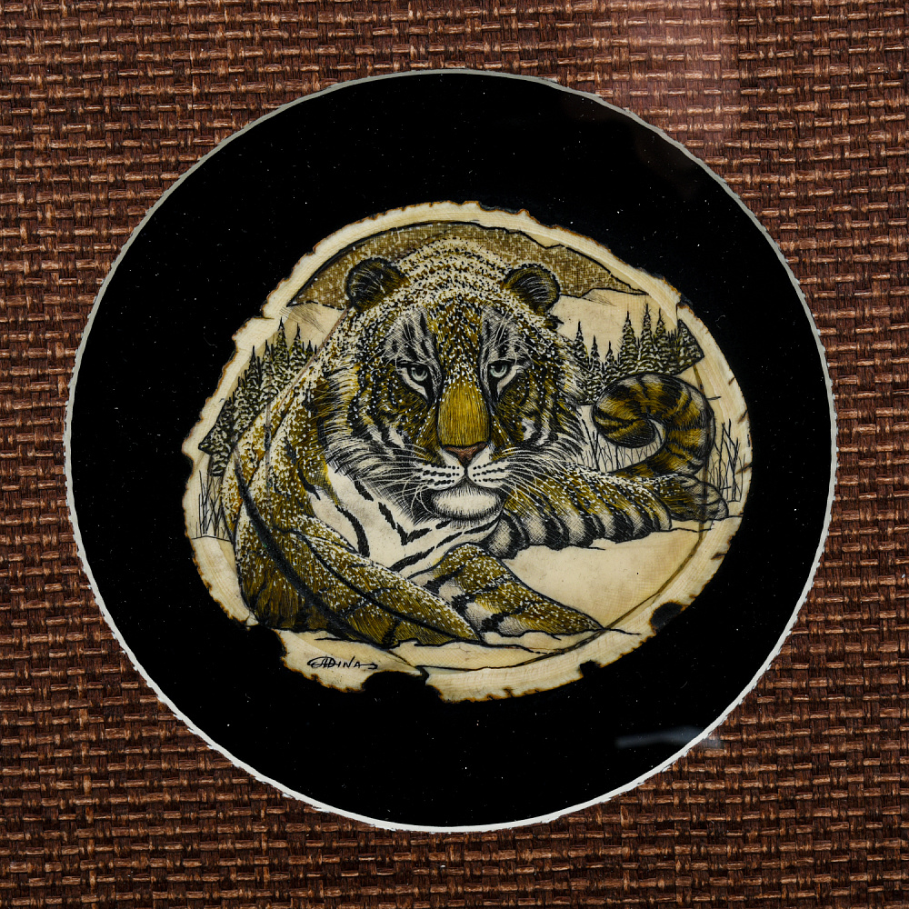 Панно из кости «Тигр» 38х38 см - интернет магазин Русь Велика я фото 1