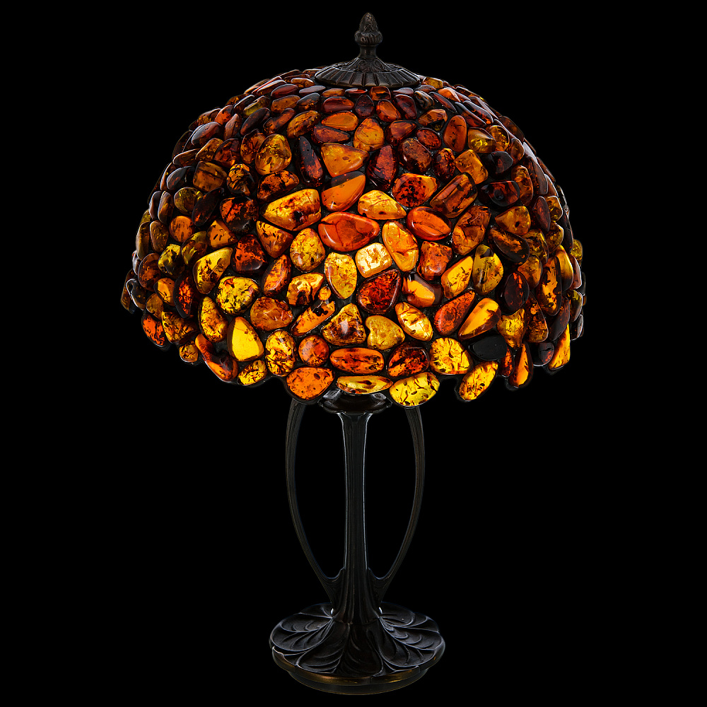 Настольная лампа из янтаря и бронзы. Высота 53 см - интернет магазин Русь Велика я фото 2