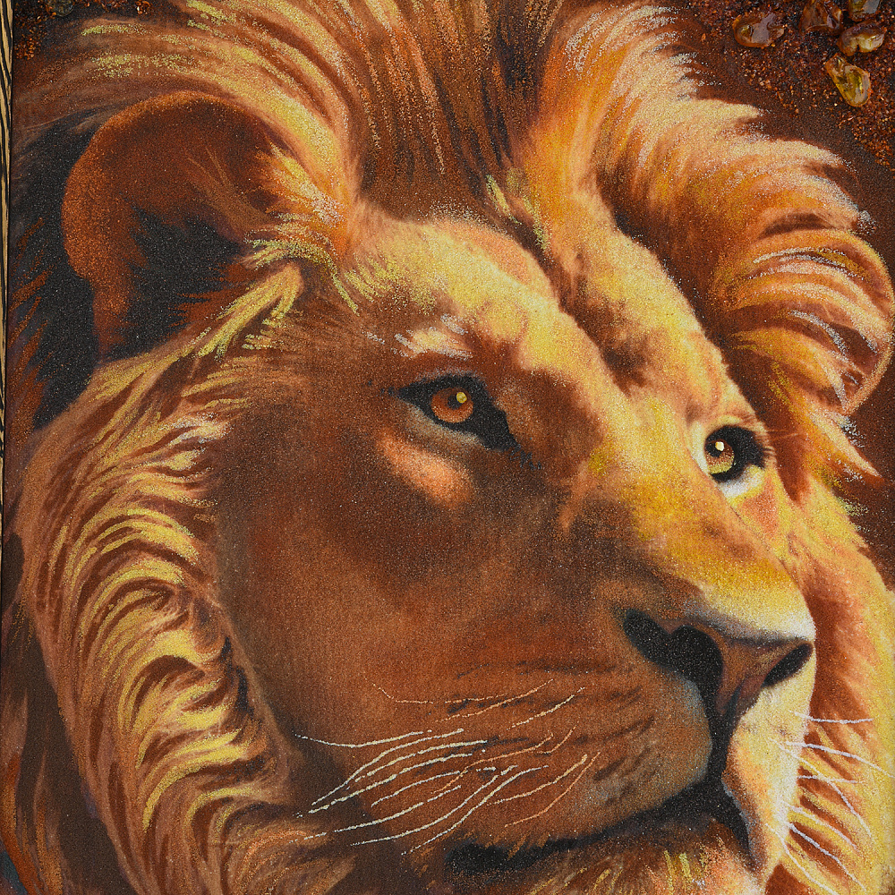 Картина янтарная «Лев» 60х40 см - интернет магазин Русь Велика я фото 1