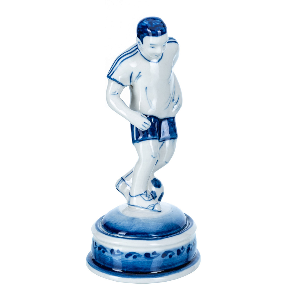 Статуэтка «Футболист». Гжель - интернет магазин Русь Велика я фото 1