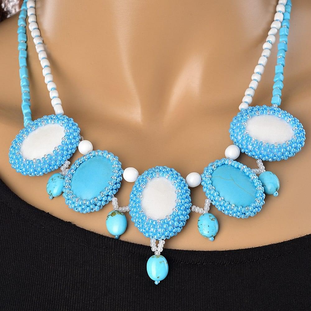 Колье с натуральным камнем «Бирюзовое» - интернет магазин Русь Велика я 