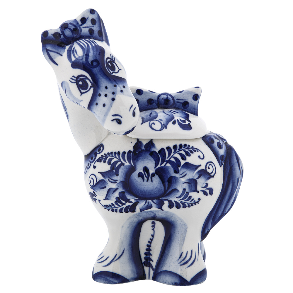 Статуэтка «Лошадь-красотка». Гжель - интернет магазин Русь Велика я 