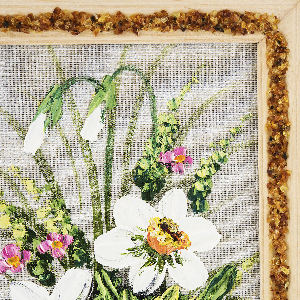 Панно в янтарной раме «Букет цветов» 27х18 см - интернет магазин Русь Велика я фото 2