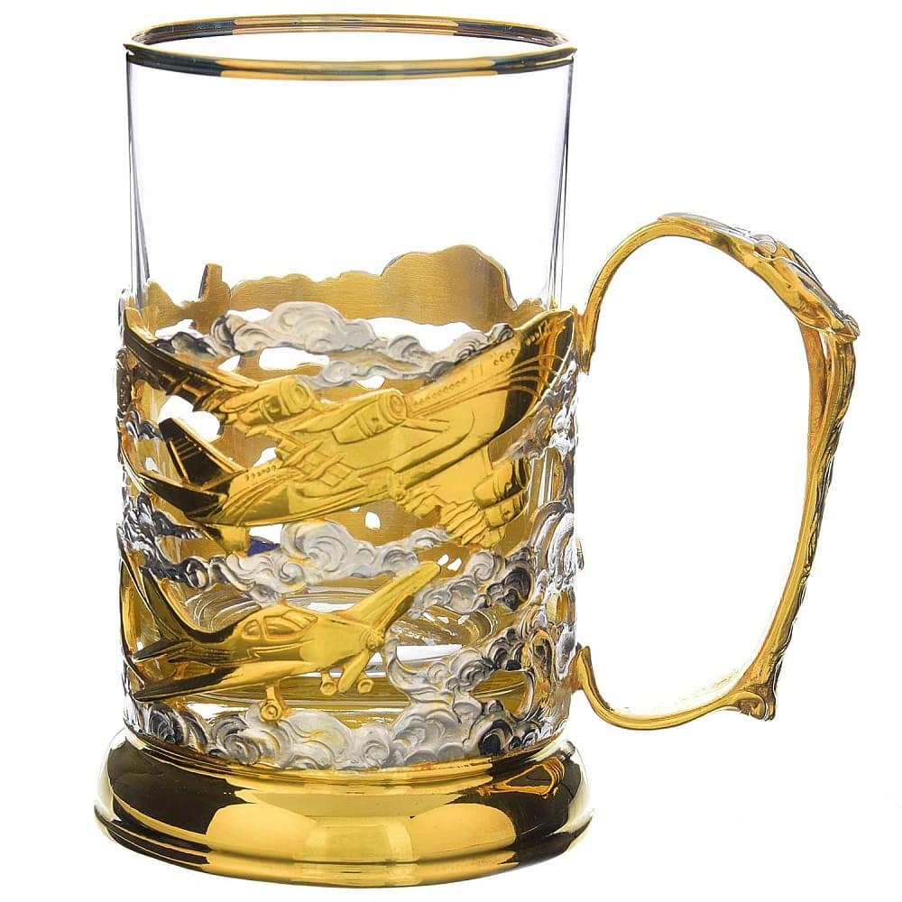 Подстаканник литой «Авиация» с покрытием и эмалью - интернет магазин Русь Велика я фото 1