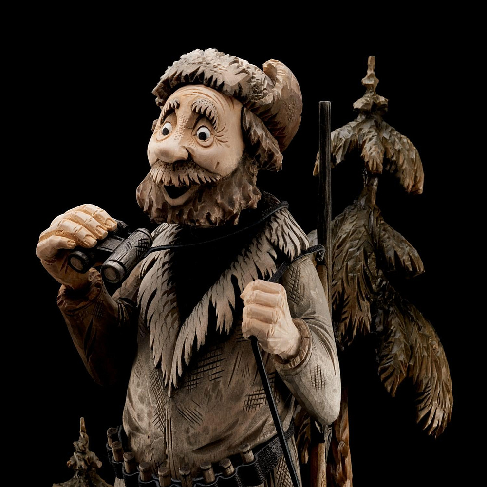 Резьба по дереву часы «Охотник» - интернет магазин Русь Велика я фото 1