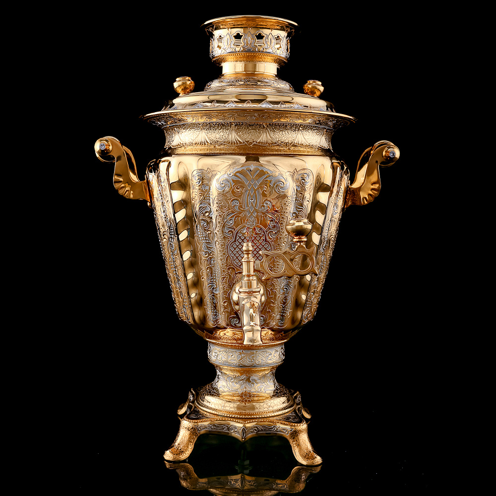 Самовар электрический 3 л с позолотой. Златоуст - интернет магазин Русь Велика я 