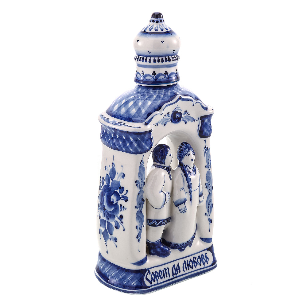 Штоф «Совет да Любовь». Гжель - интернет магазин Русь Велика я фото 1