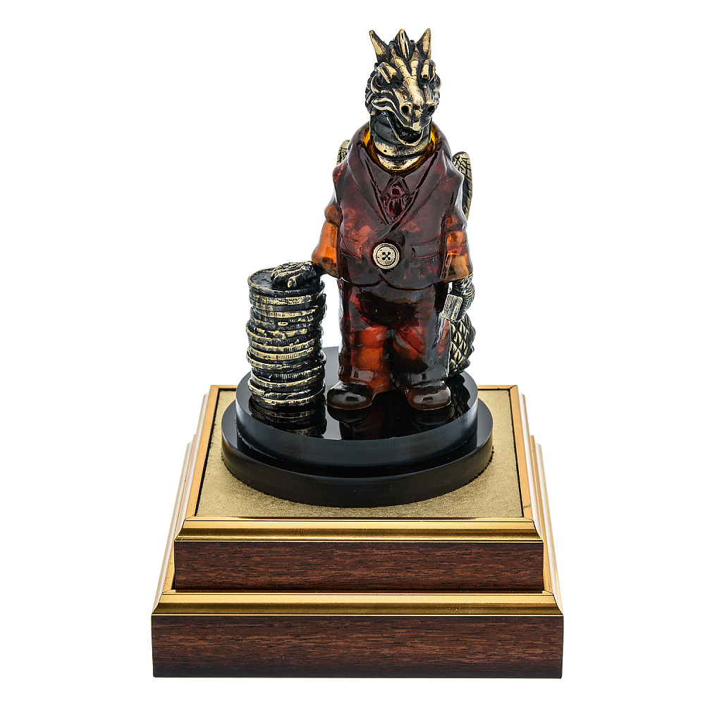 Скульптура из янтаря и бронзы «Дракон предприниматель» - интернет магазин Русь Велика я фото 4