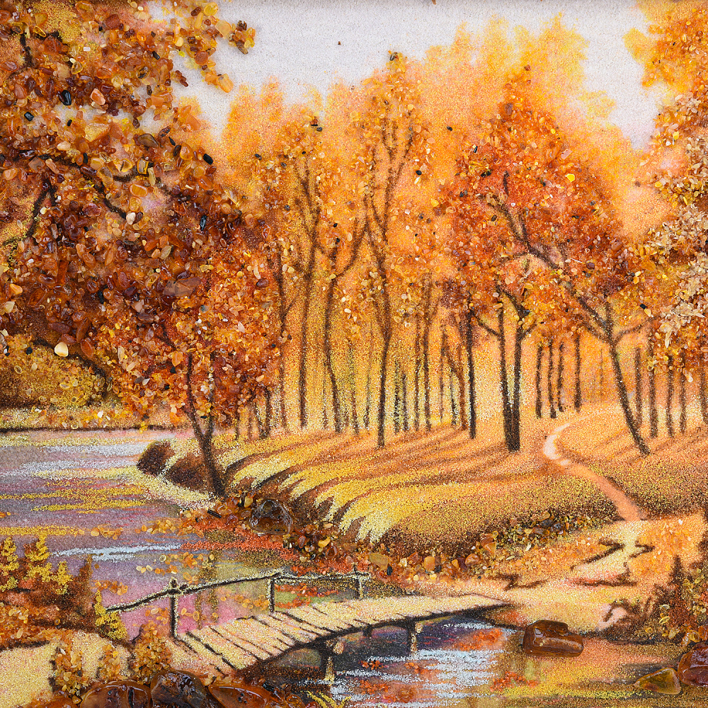 Картина янтарная «Пейзаж. Осенняя прогулка» 30х40 см - интернет магазин Русь Велика я фото 1