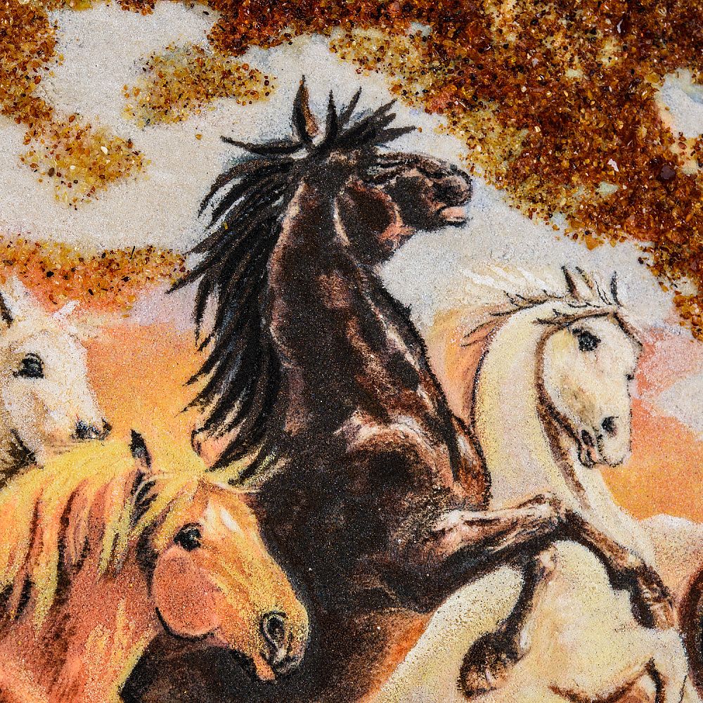 Картина янтарная «Табун лошадей» 98х78 см - интернет магазин Русь Велика я фото 2