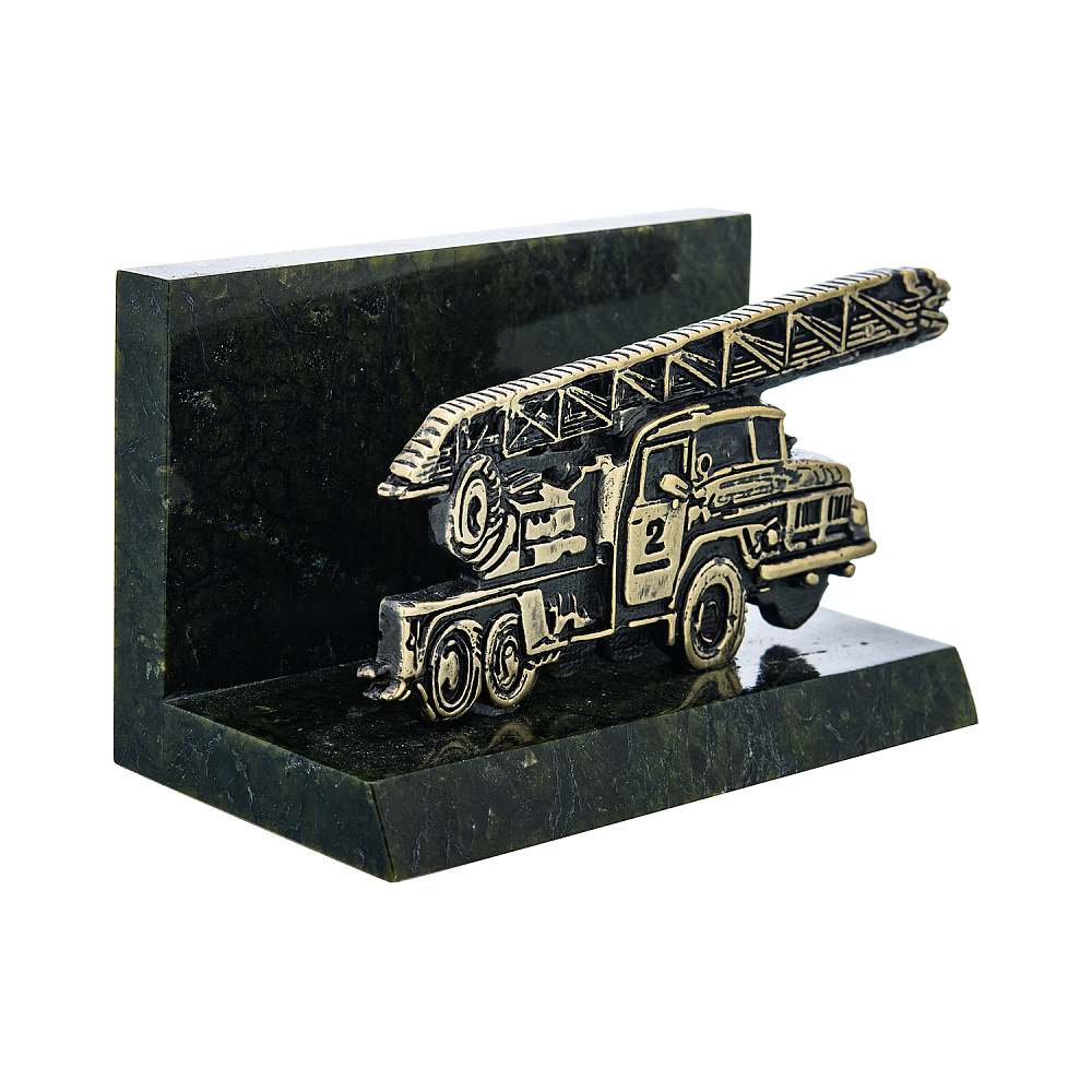 Настольная визитница из бронзы и камня «Пожарная охрана Росcии» - интернет магазин Русь Велика я фото 2