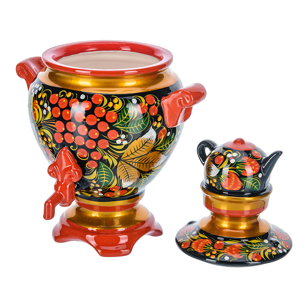 Сувенирный самовар-шкатулка «Рябина». Хохлома - интернет магазин Русь Велика я фото 1