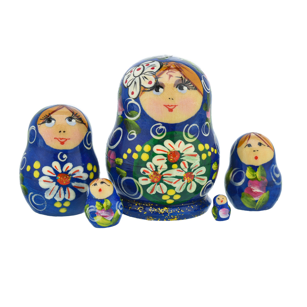 Матрешка мини «Ромашка» 5 мест - интернет магазин Русь Велика я 