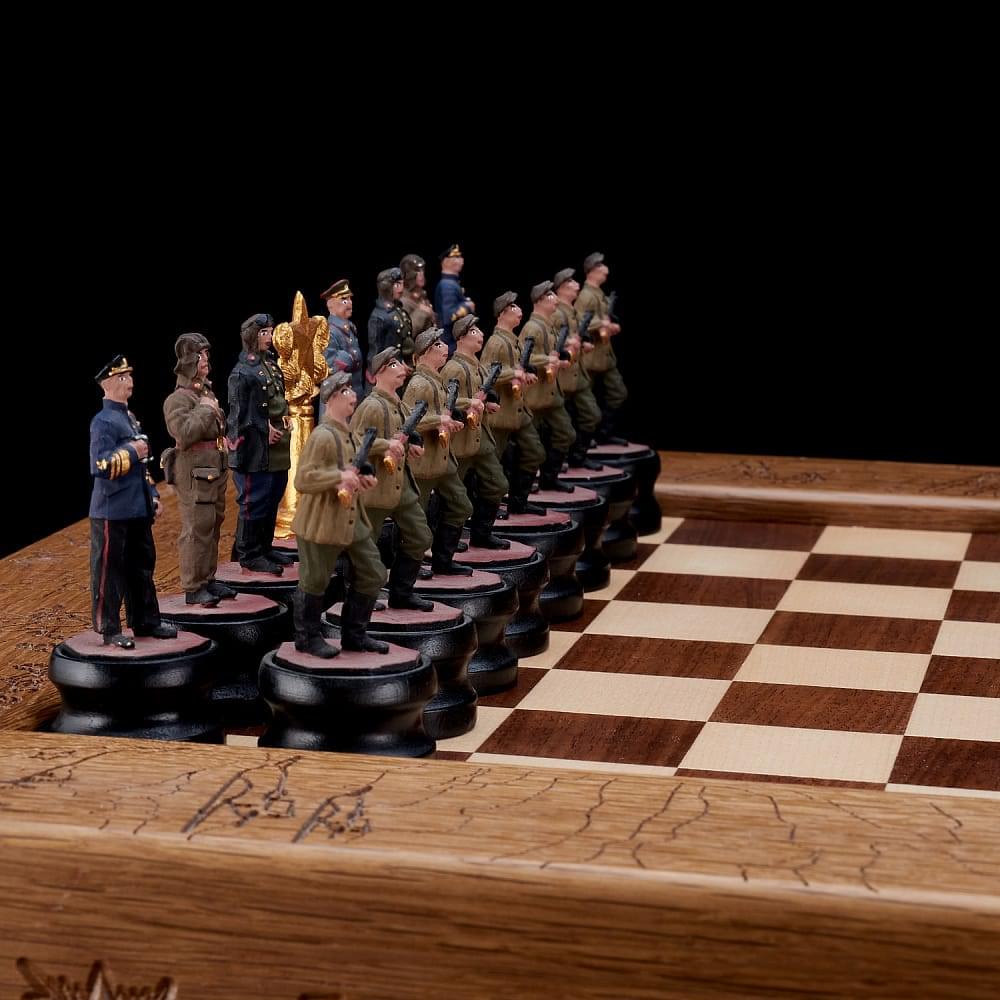 Шахматы деревянные из морёного дуба «Великая Отечественная война» 47х47 см - интернет магазин Русь Велика я фото 5