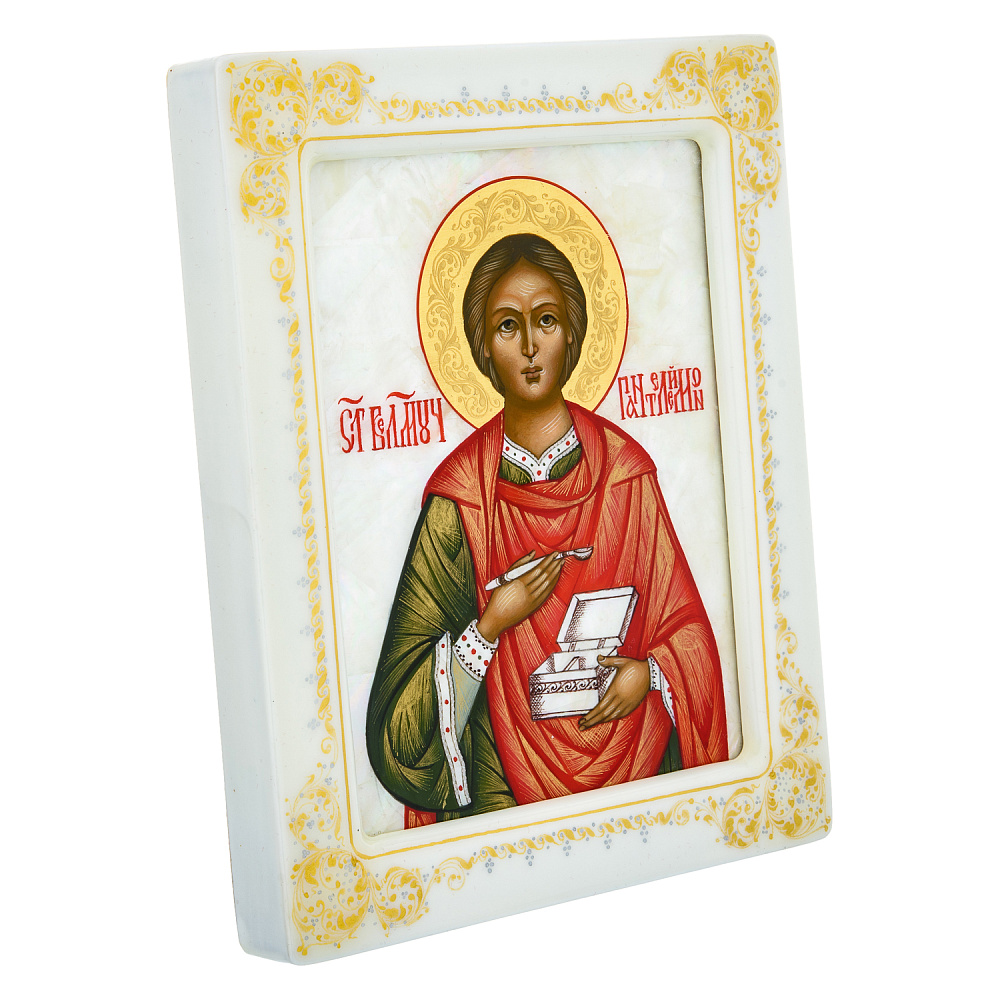 Икона «Пантелеймон Целитель» с перламутром 17х14 см - интернет магазин Русь Велика я фото 1