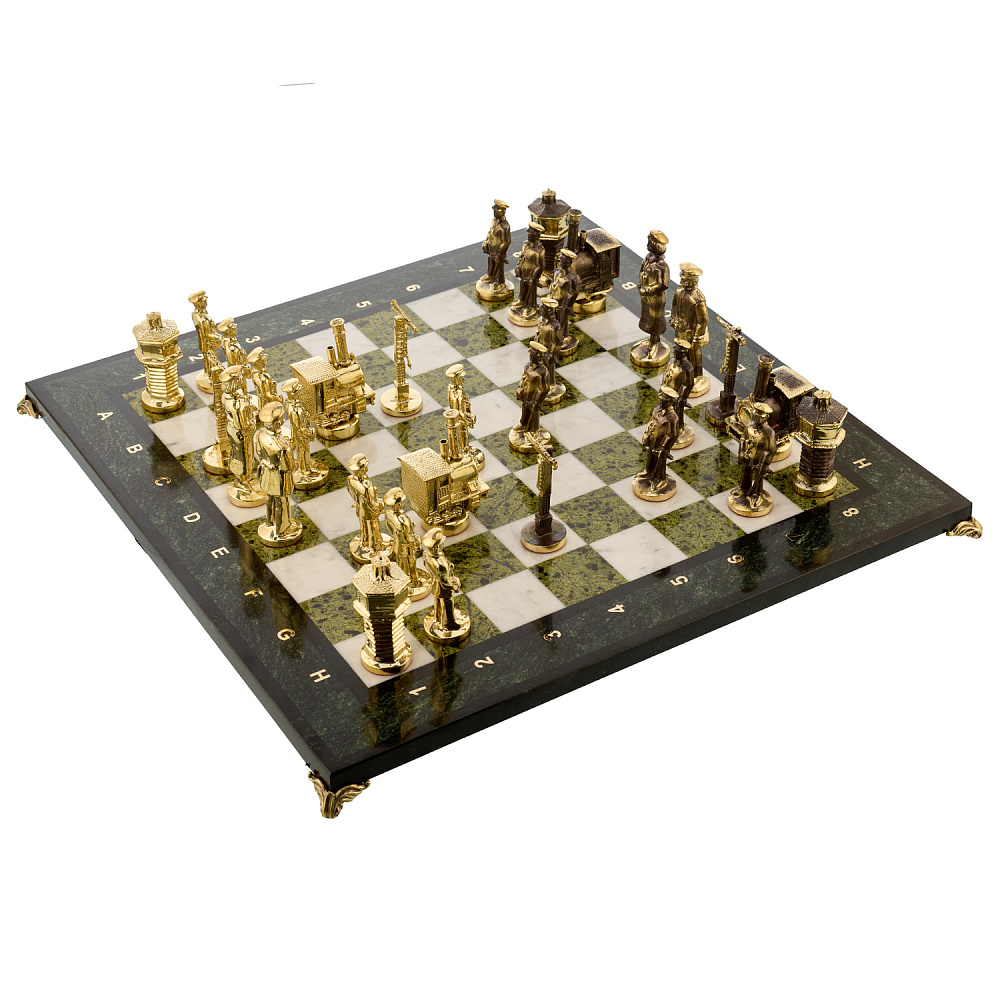 Шахматы из камня и бронзы «Железнодорожные» 42х42 см - интернет магазин Русь Велика я фото 7