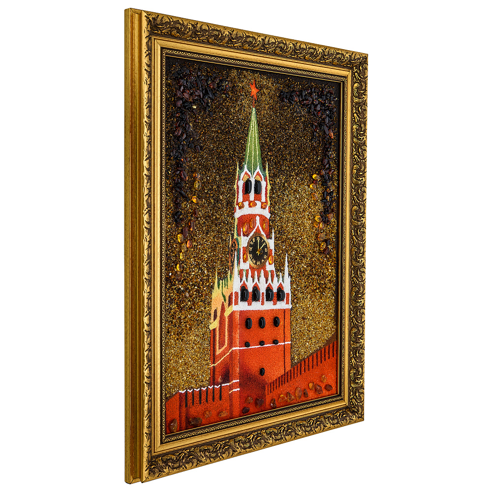 Картина янтарная «Спасская башня ночью» 30х40 см - интернет магазин Русь Велика я фото 1